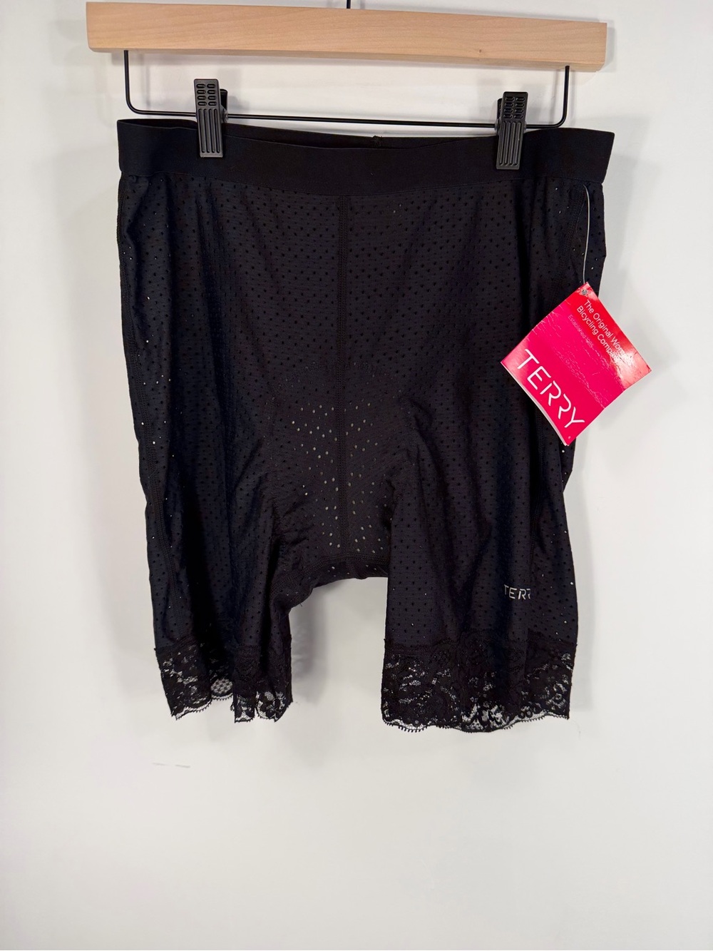 Terry Black Lace Hem Women’s Biking Shorts